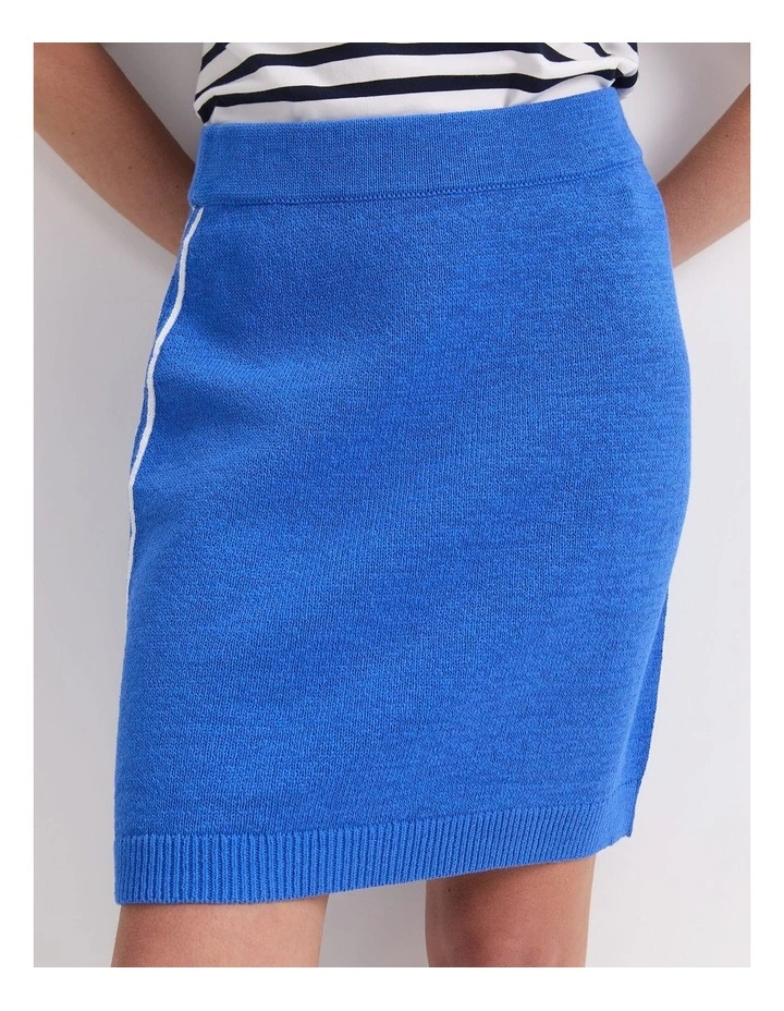 Josie Tape Yarn Knit Mini Skirt in Blue image 6