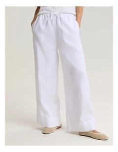 Ariana Wide Leg Linen Pant in White