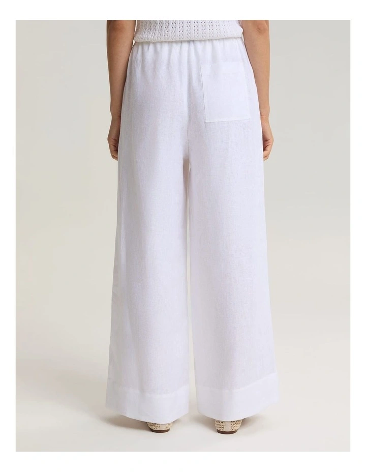 Ariana Wide Leg Linen Pant in White image 2