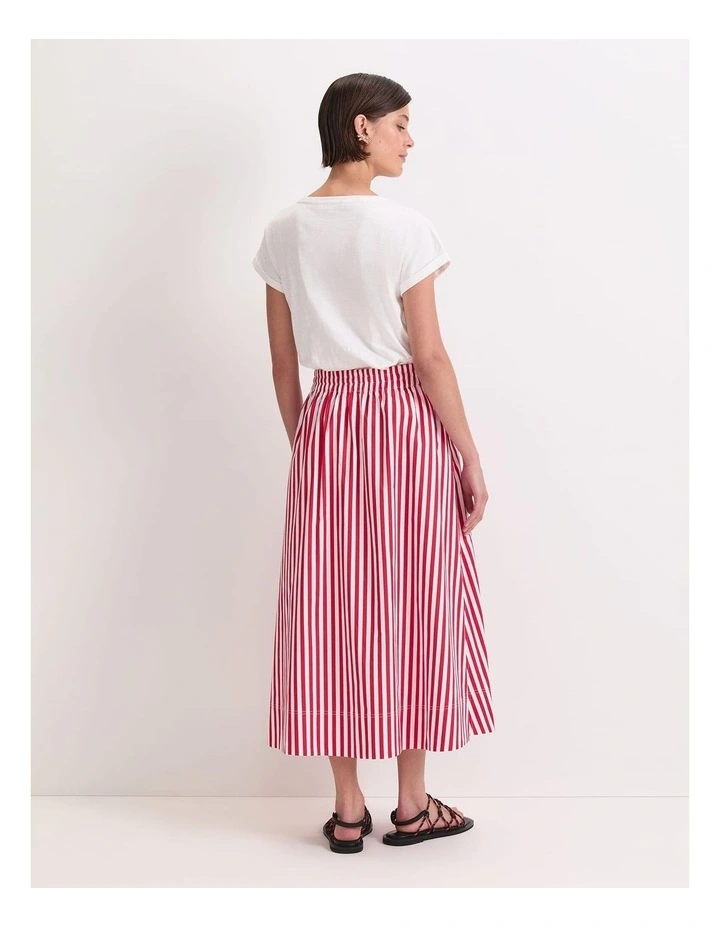 Avery Stripe Midi Skirt in Red image 2