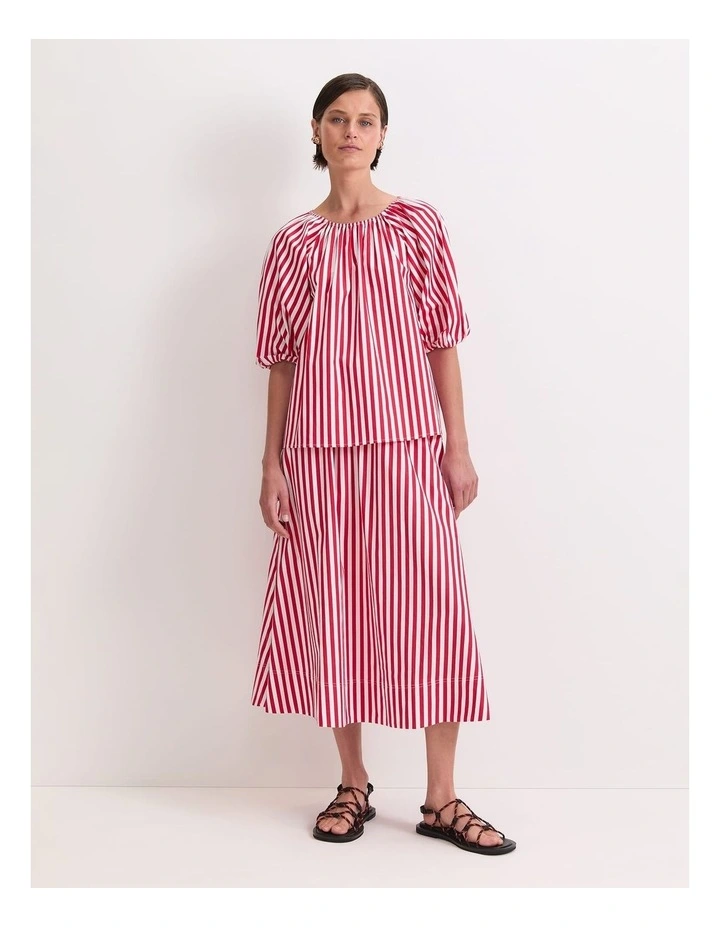 Avery Stripe Blouse in Red image 3