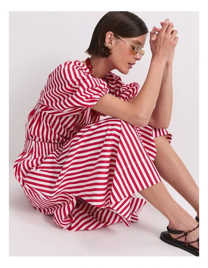 Avery Stripe Blouse in Red image 4