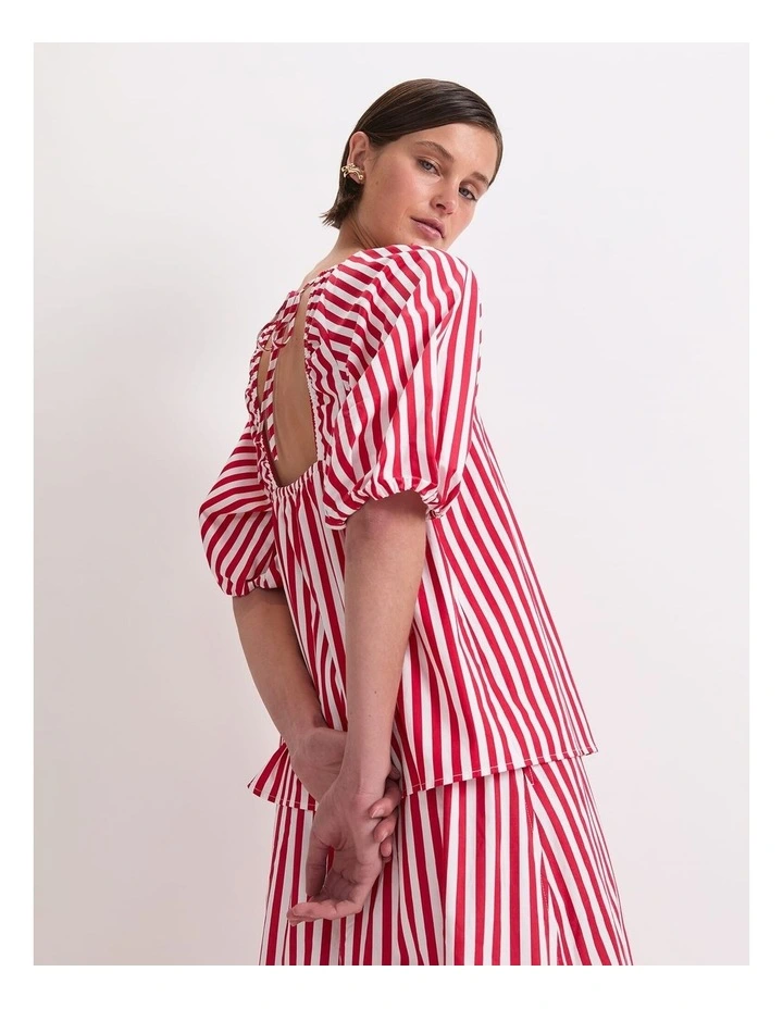 Avery Stripe Blouse in Red image 5