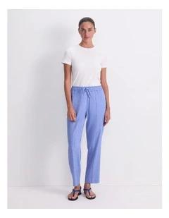 Rosa Tapered Linen Pant in Blue
