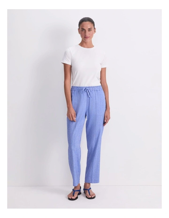 Rosa Tapered Linen Pant in Blue image 1