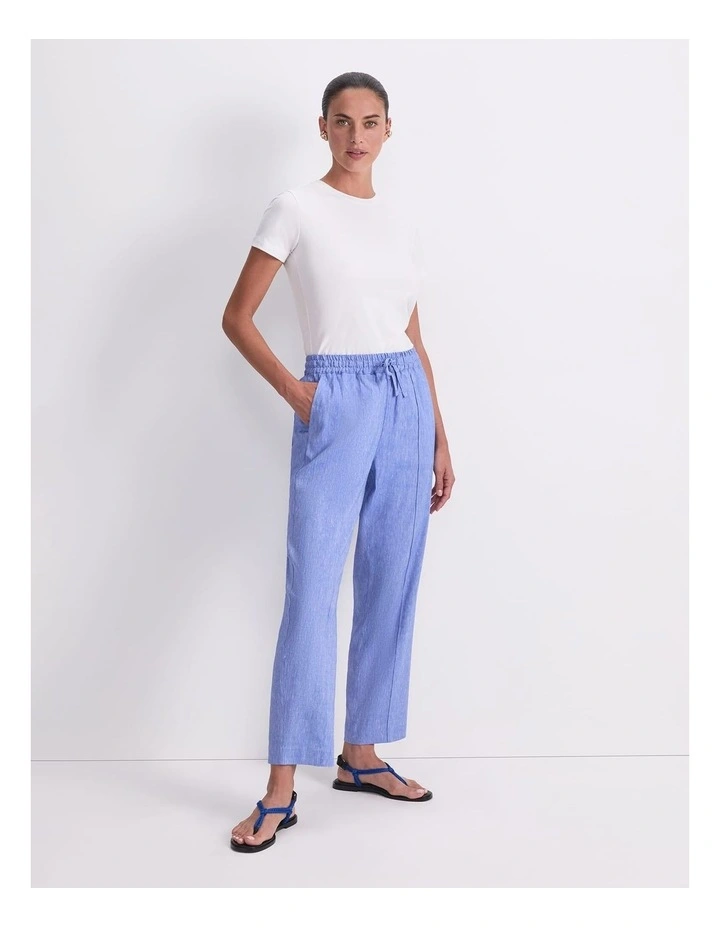Rosa Tapered Linen Pant in Blue image 3