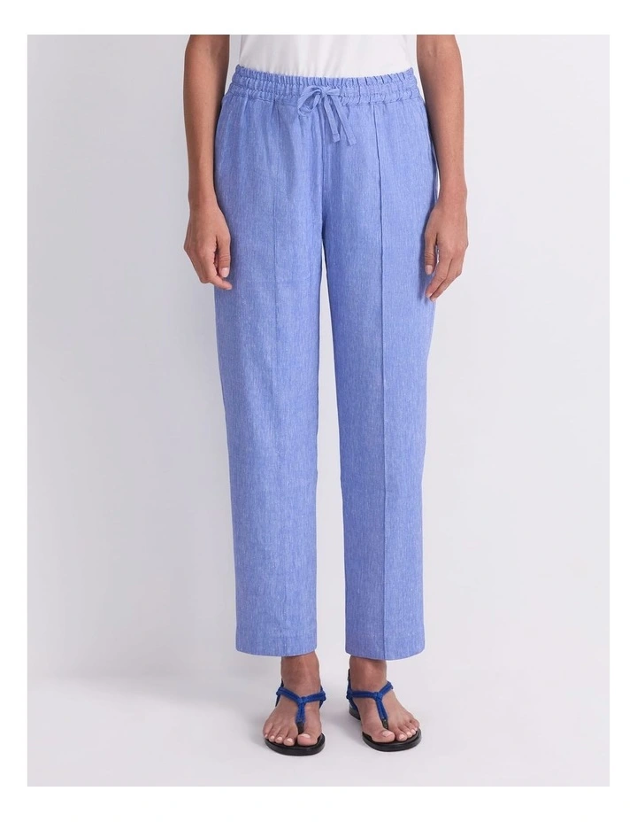 Rosa Tapered Linen Pant in Blue image 5