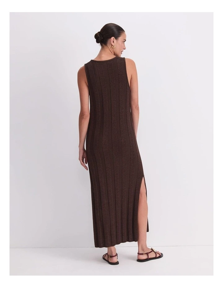 Josie Tape Yarn Knit Maxi Dress in Brown image 2