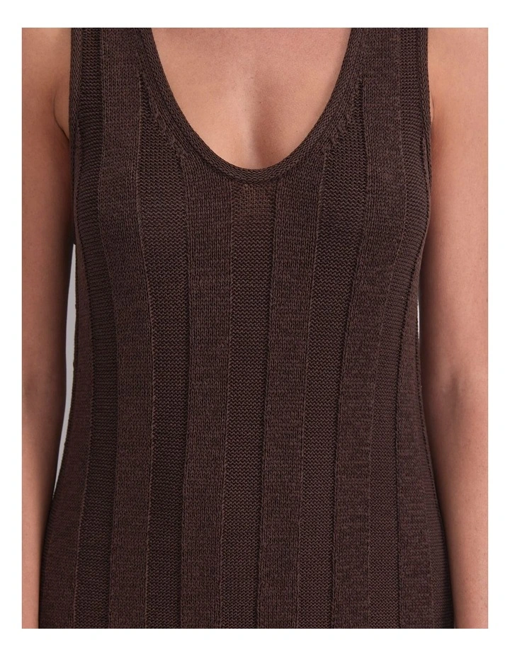 Josie Tape Yarn Knit Maxi Dress in Brown image 5