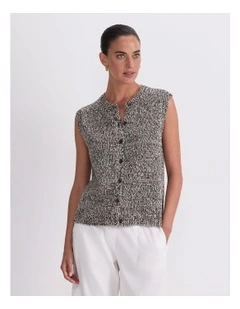 Josie Tape Yarn Twist Vest in Brown