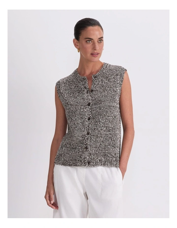 Josie Tape Yarn Twist Vest in Brown image 1