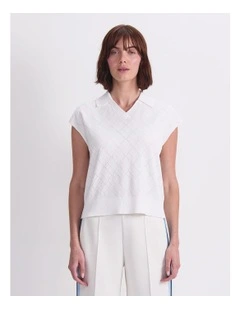 Maxine Milano Argyle Knit Top in Cream