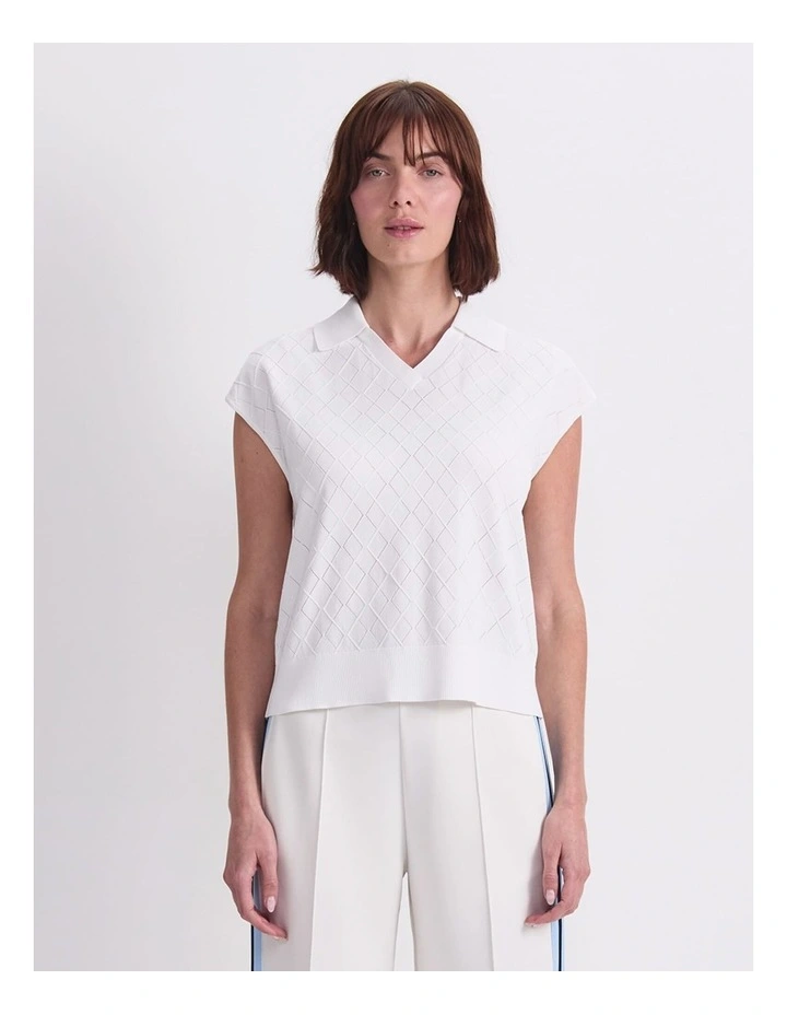 Maxine Milano Argyle Knit Top in Cream image 1
