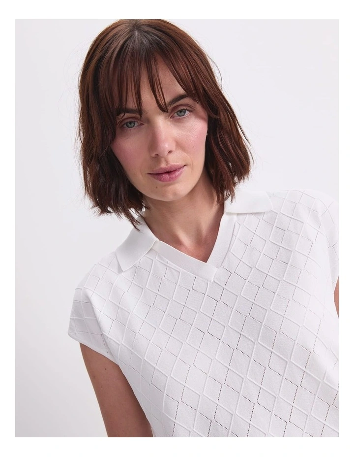 Maxine Milano Argyle Knit Top in Cream image 6