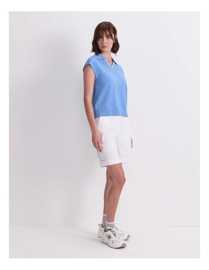 Maxine Milano Argyle Knit Top in Lagoon image 3