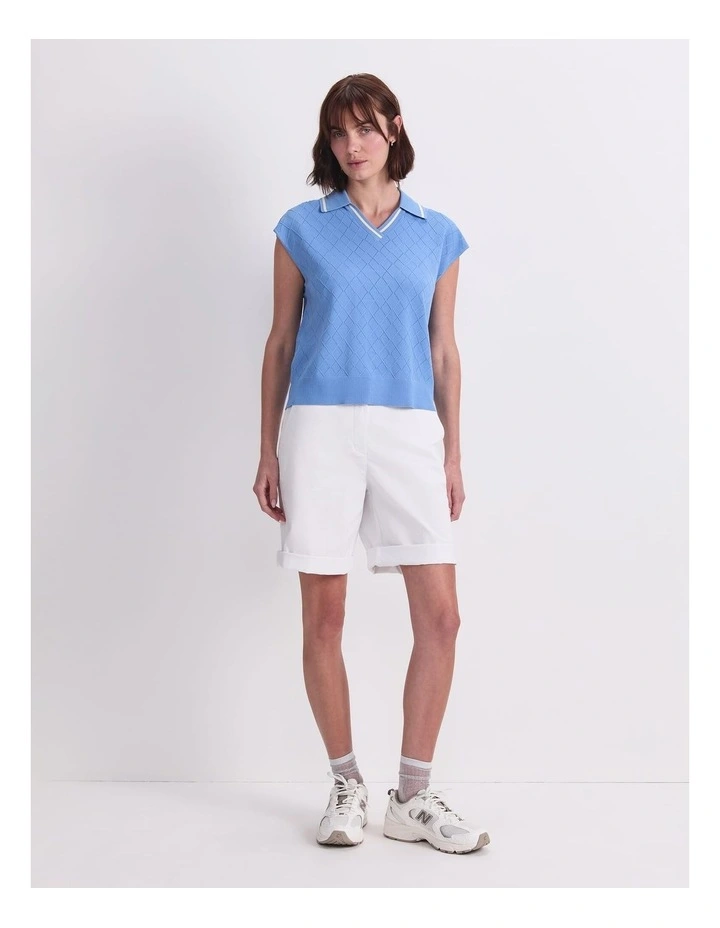 Maxine Milano Argyle Knit Top in Lagoon image 4