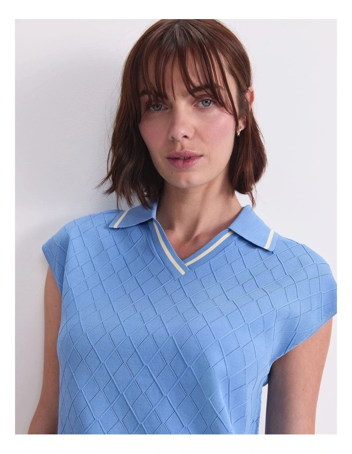 Maxine Milano Argyle Knit Top in Lagoon image 6