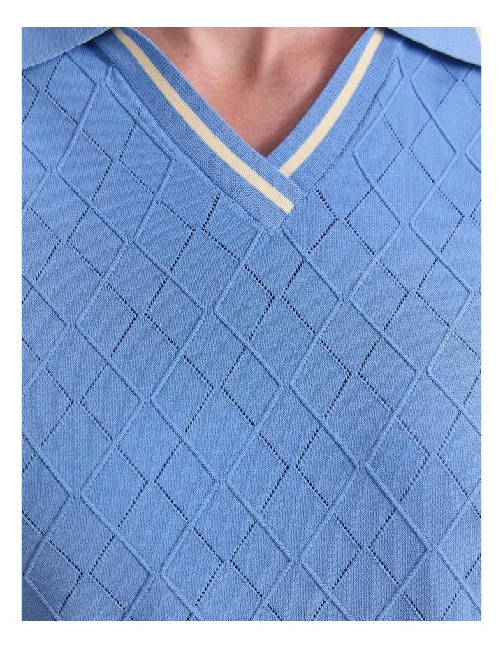 Maxine Milano Argyle Knit Top in Lagoon image 7