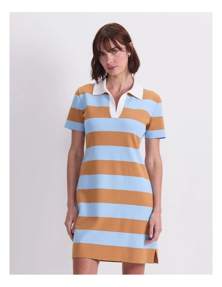 Knit Polo Mini Dress in Multi image 1