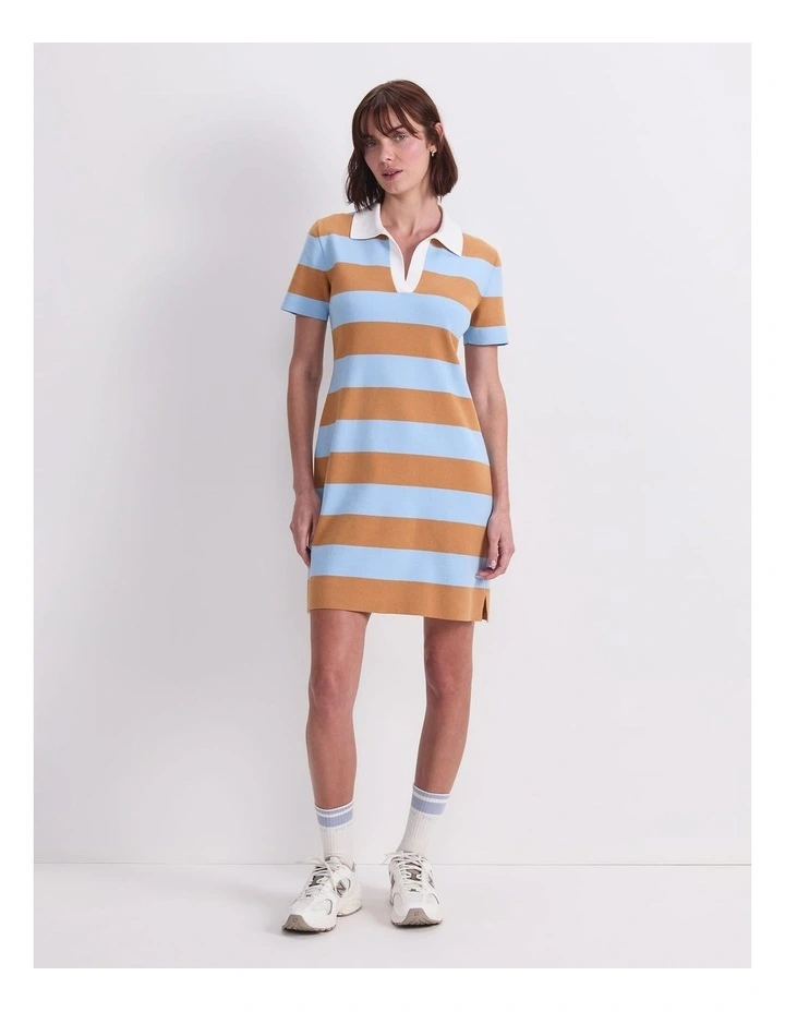 Knit Polo Mini Dress in Multi image 3