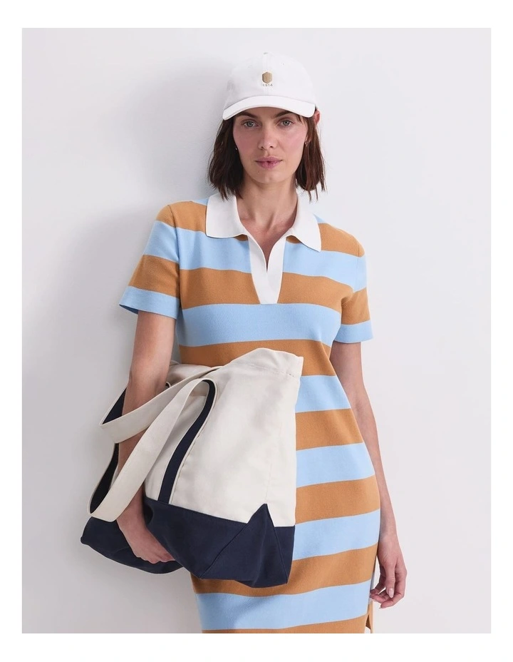 Knit Polo Mini Dress in Multi image 4