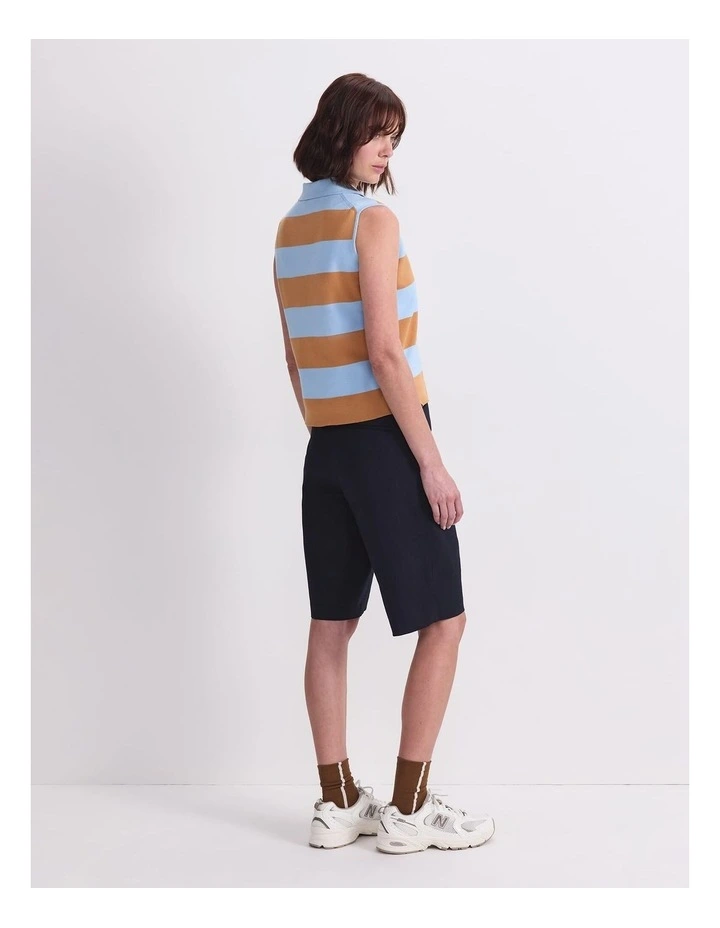 Sleeveless Knit Polo Tank in Multi image 2
