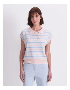 Alphine Stripe Polo Knit Jumper in Multi