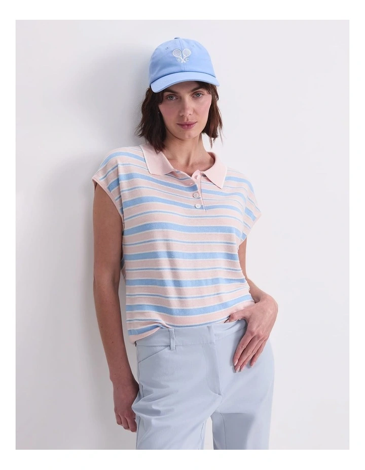 Alphine Stripe Polo Knit Jumper in Multi image 3