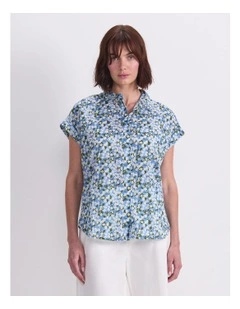 Mitsi Short Sleeve Liberty Shirt in Blue