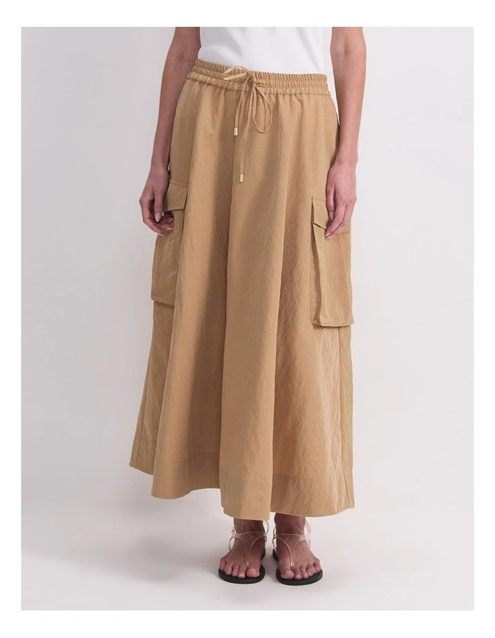 Tia Pocket Maxi Skirt in Beige image 1