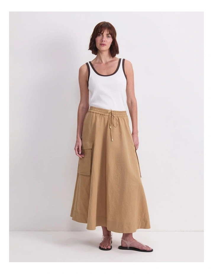 Tia Pocket Maxi Skirt in Beige image 4
