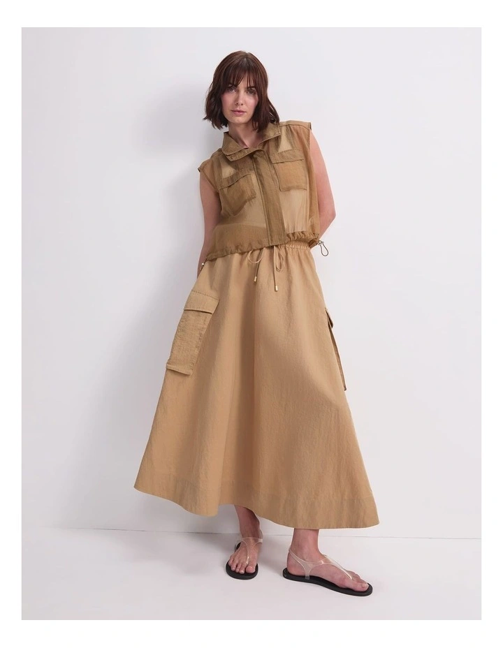 Tia Pocket Maxi Skirt in Beige image 5