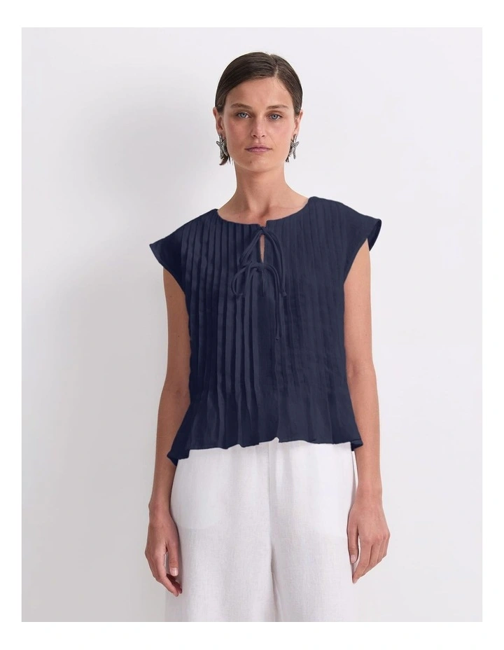 Ariana Pintuck Linen Blouse image 1