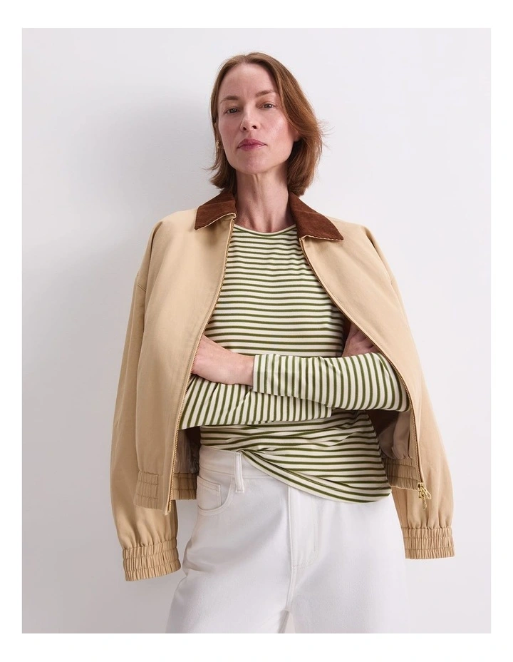 Stripe Lurex Long Sleeve Magic Tee in Green image 4