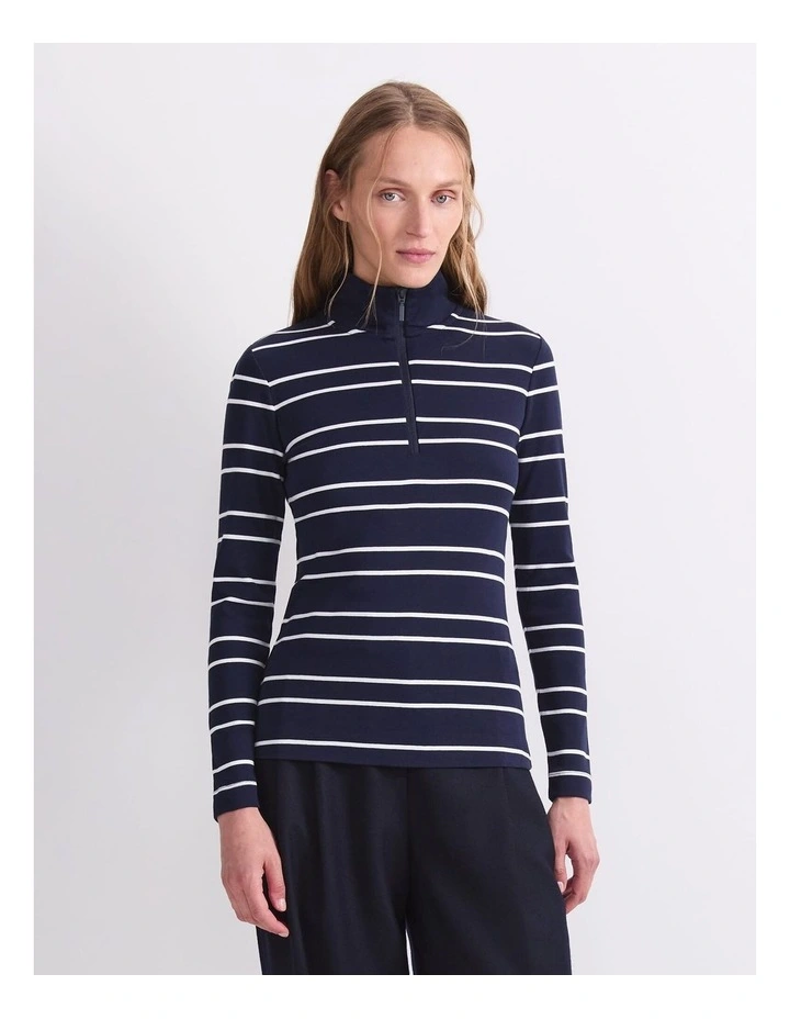 Lucy Stripe Zip Funnel Neck image 1