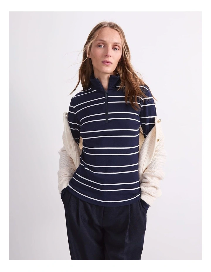Lucy Stripe Zip Funnel Neck image 5
