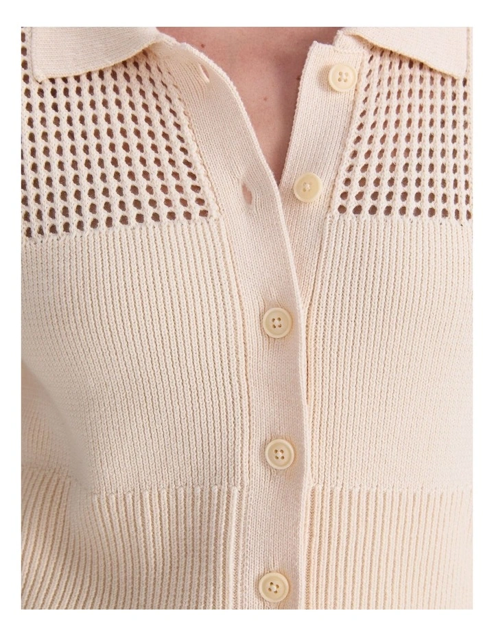 Elka Pointelle Shirt Cardigan in Cream image 7