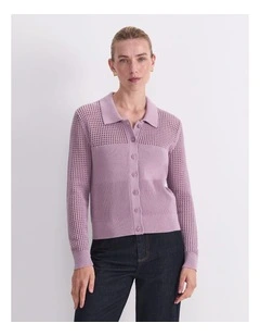 Elka Pointelle Shirt Cardigan