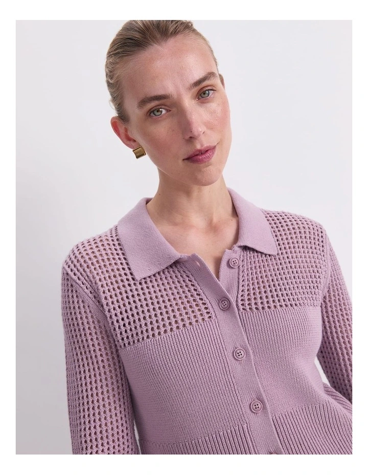 Elka Pointelle Shirt Cardigan image 3