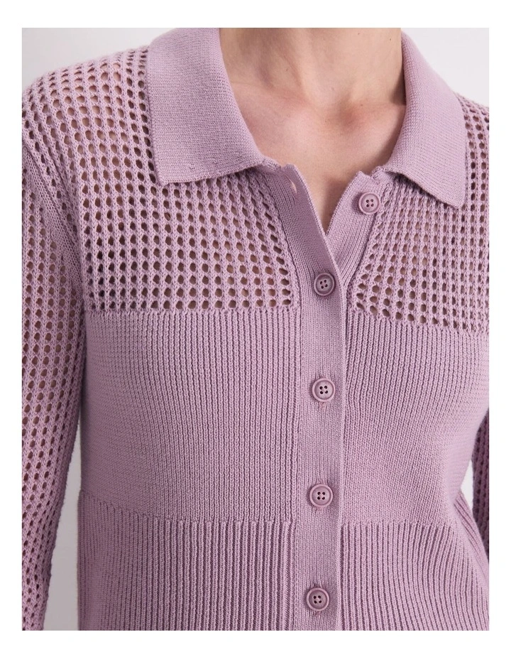 Elka Pointelle Shirt Cardigan image 4