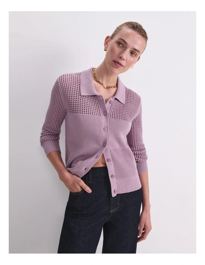 Elka Pointelle Shirt Cardigan image 5