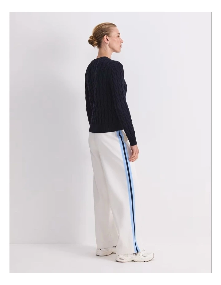 Merino Cable Sweater in Blue image 2