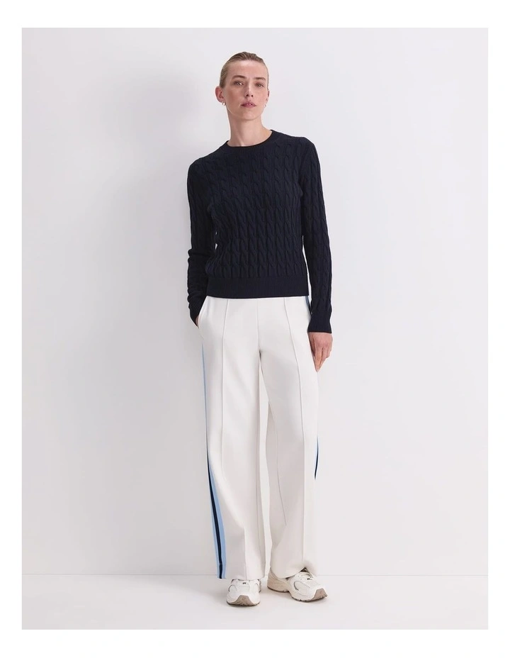 Merino Cable Sweater in Blue image 4