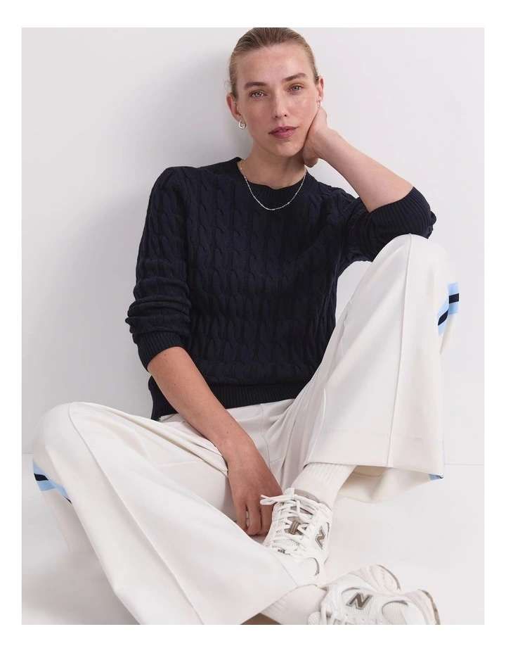 Merino Cable Sweater in Blue image 5