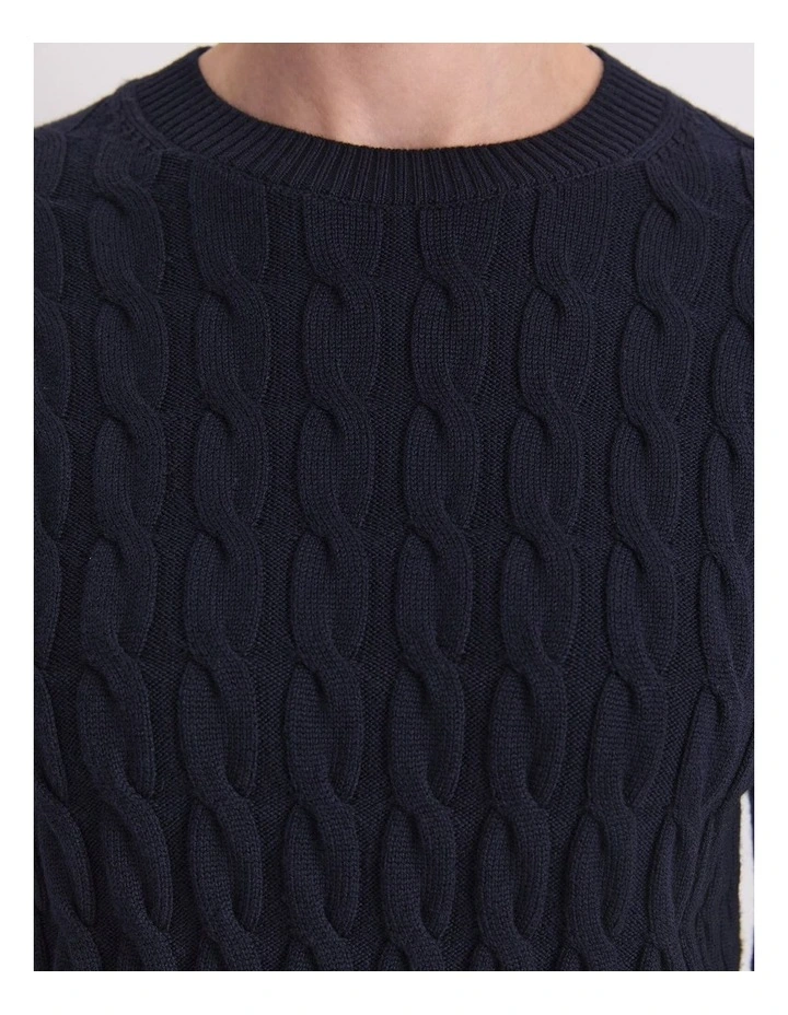 Merino Cable Sweater in Blue image 7