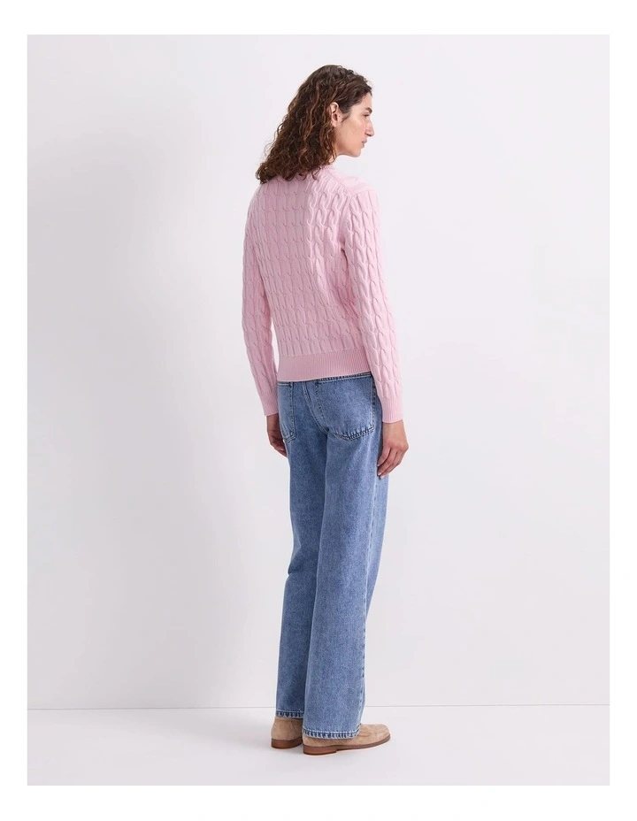 Merino Cable Sweater in Pink image 2