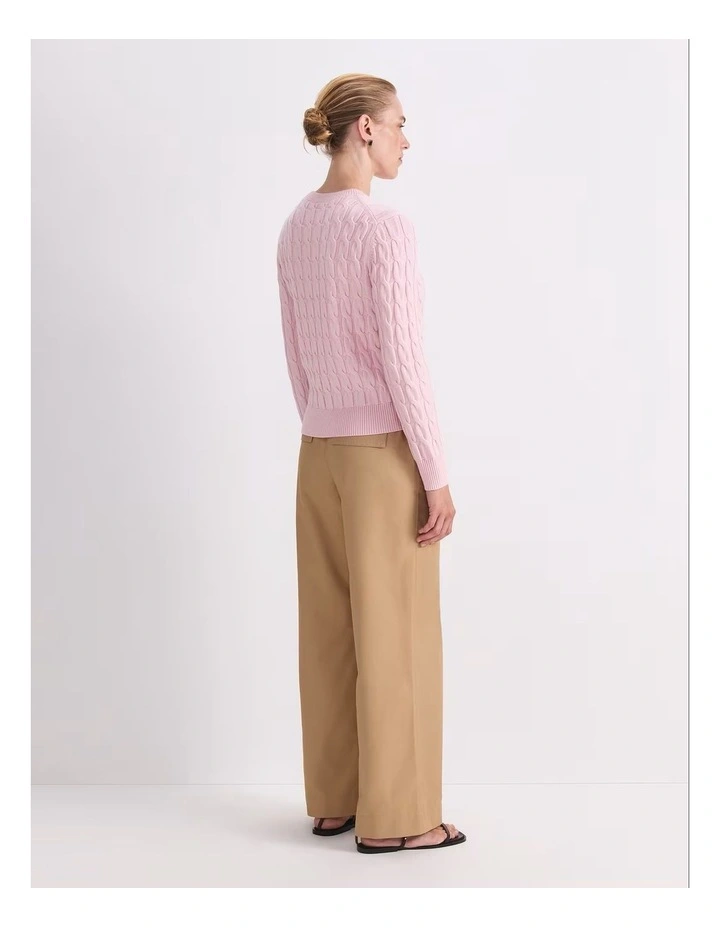 Merino Cable Sweater in Pink image 2