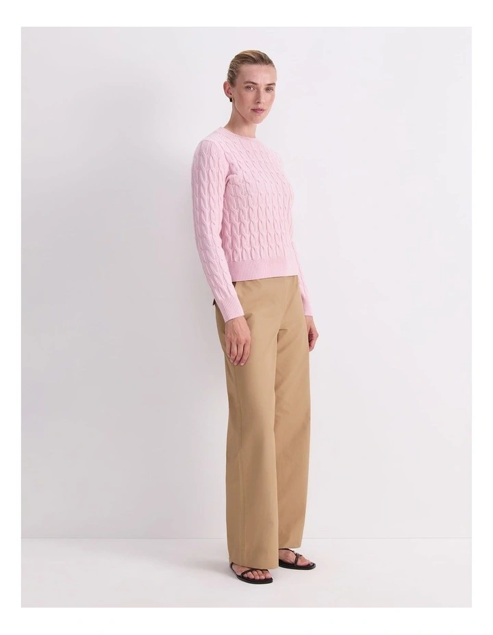 Merino Cable Sweater in Pink image 3