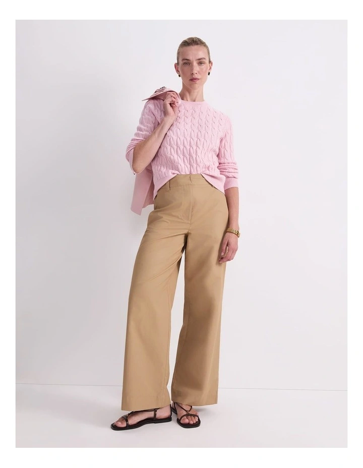 Merino Cable Sweater in Pink image 6