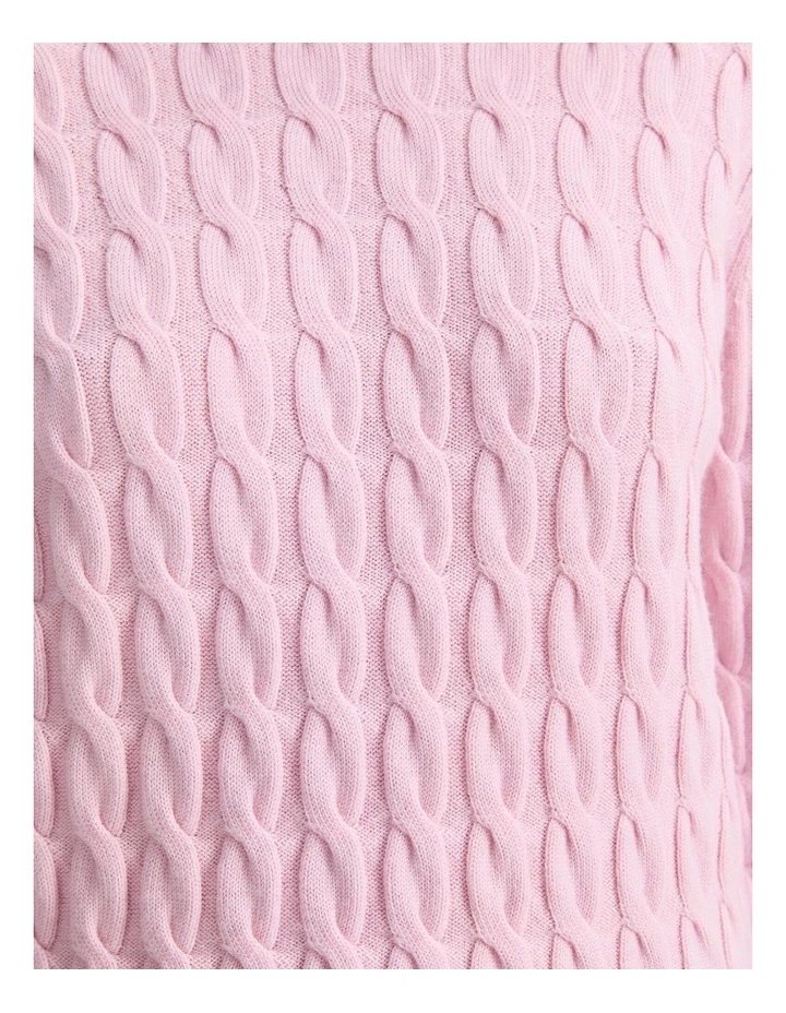 Merino Cable Sweater in Pink image 7